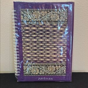 Handcrafted Purple Black and Gold Spiral Notebook from Maldives
